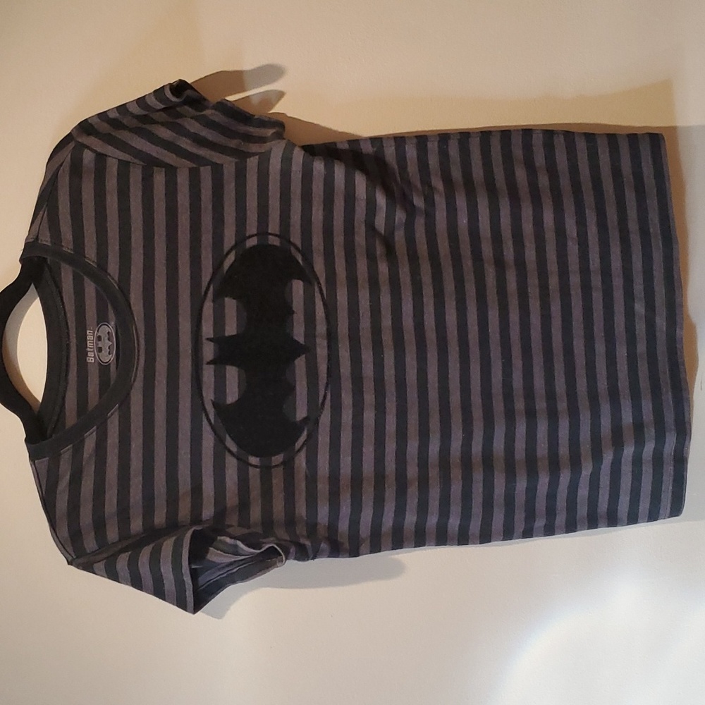 Striped Velvet Batman Ringer Tee - L